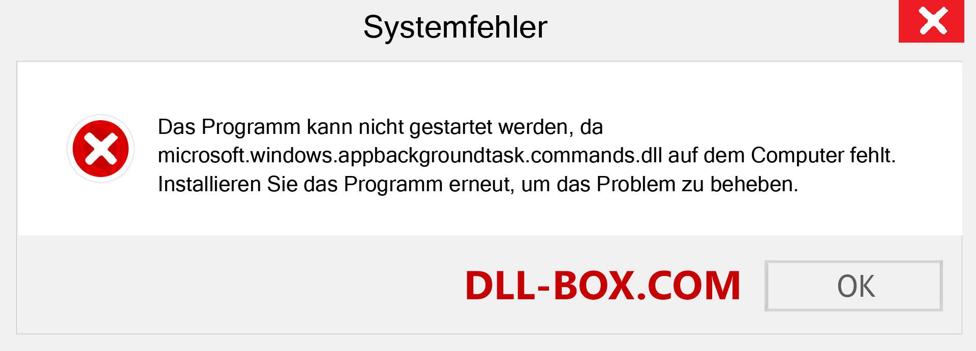 microsoft.windows.appbackgroundtask.commands.dll-Datei fehlt?. Download für Windows 7, 8, 10 - Fix microsoft.windows.appbackgroundtask.commands dll Missing Error unter Windows, Fotos, Bildern